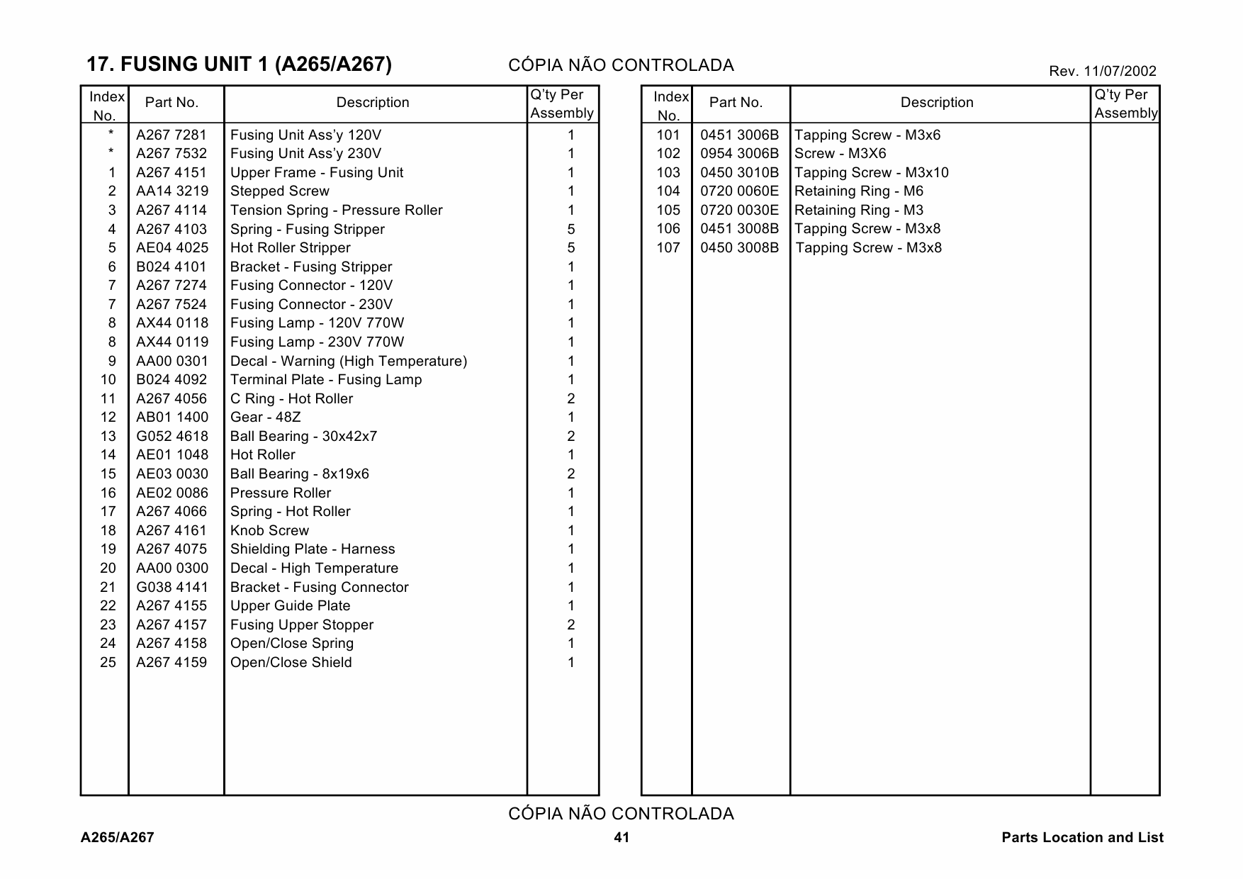 RICOH Aficio 220 270 A265 A267 Parts Catalogl-3